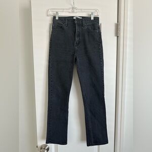 Reformation Liza High Straight Crop Jeans, Faded Black, size 25